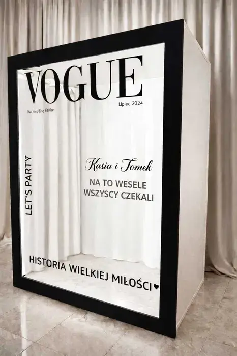 Photobox Vogue Magazine — elegancki box do zdjęć z lustrzaną okładką i czarną ramą