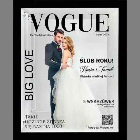 Para Młoda na okładce w stylu Vogue — personalizowany photobox na weselu